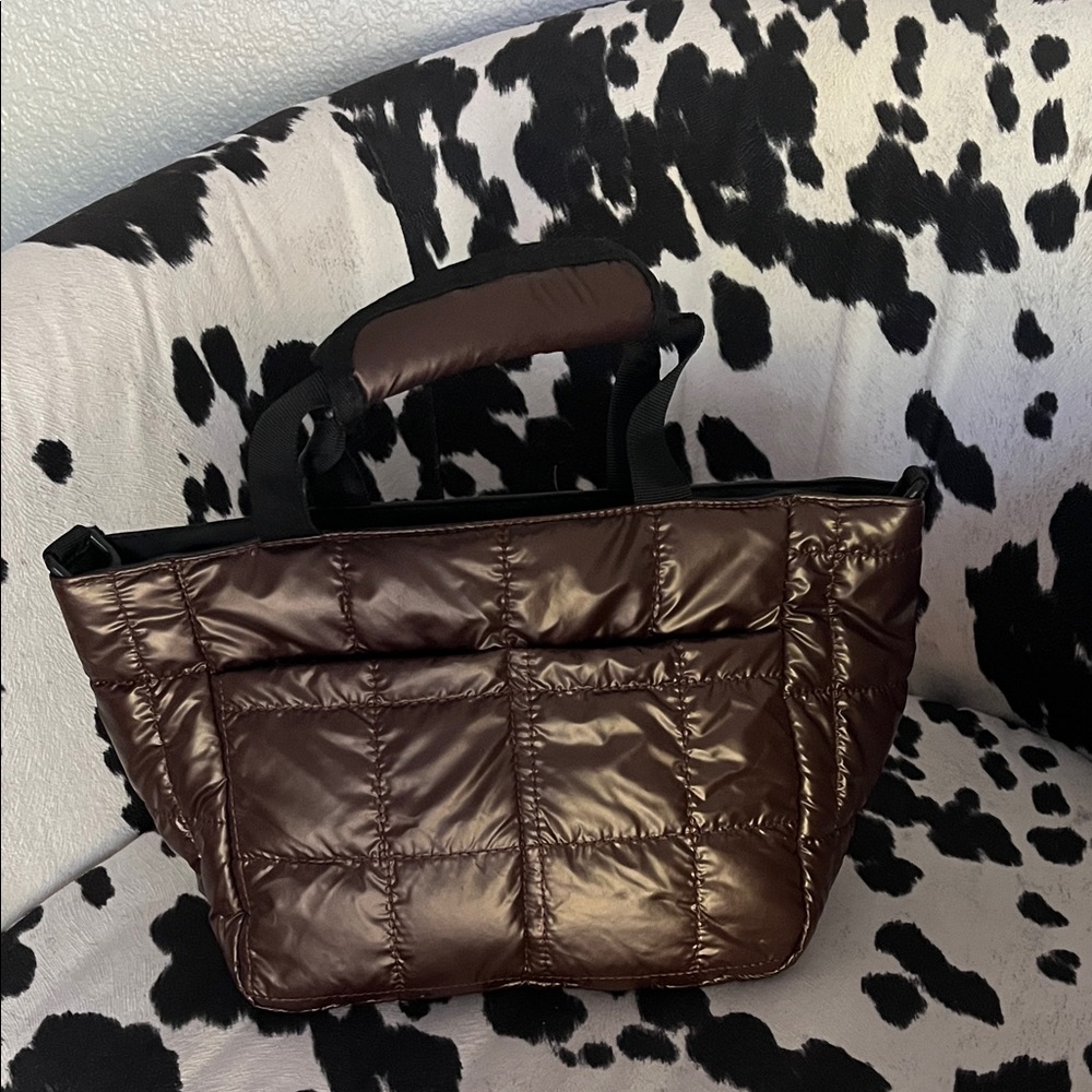 Olivia Miller Shiny Brown Quilted Tote